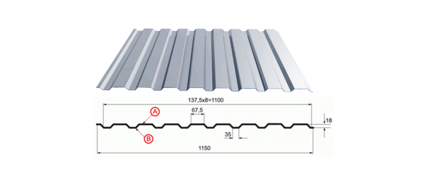 Профнастил оцинкованный С-20 1100x3000 купить недорого в Московском